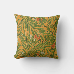 Orange Tree Vintage Wallpaper Pattern Art Nouveau Throw Pillow