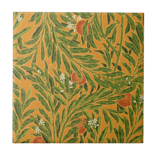Orange Tree Vintage Wallpaper Pattern Art Nouveau Tile