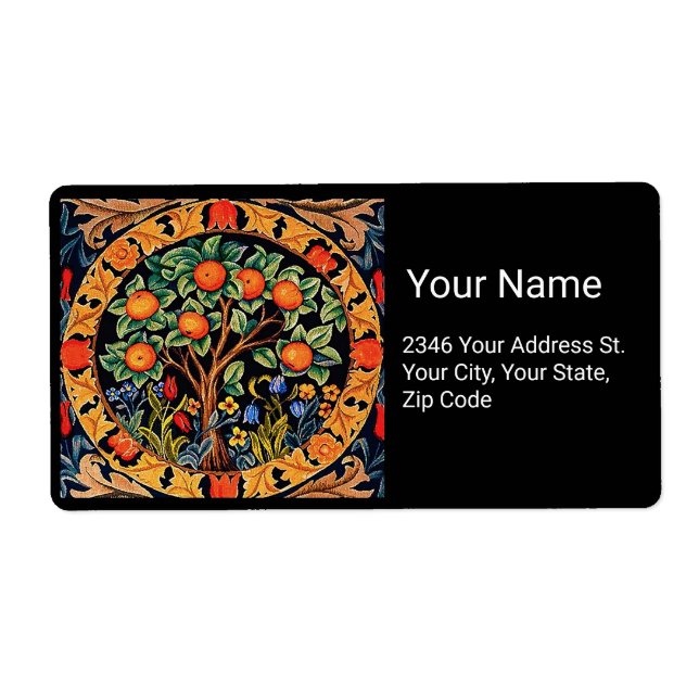 ORANGE TREE WITH GREEN LEAVES,FLOWERS Black Label (Front)