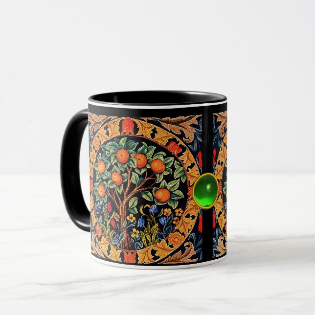 ORANGE TREE WITH GREEN LEAVES,FLOWERS Green Gem Mug (Front Left)