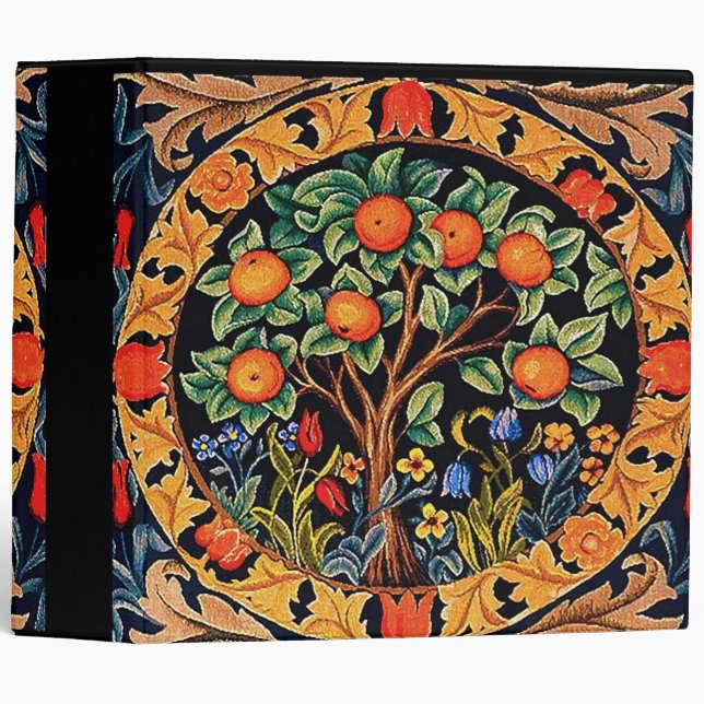ORANGE TREE WITH GREEN LEAVES,FLOWERS IN BLACK BINDER (Front/Spine)