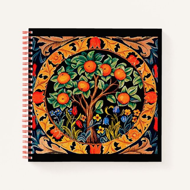 ORANGE TREE WITH GREEN LEAVES,FLOWERS NOTEBOOK (Front)