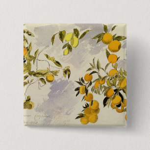 Orange Trees, 1863 (w/c, pen and ink over graphite 2 Inch Square Button