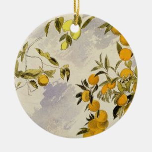 Orange Trees, 1863 (w/c, pen and ink over graphite Ceramic Ornament