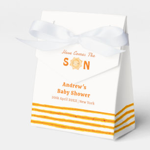Orange Trendy Here Comes The Son Baby Shower Favor Box
