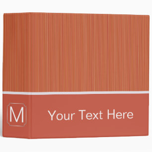 Orange Trendy Stripes Pattern. Custom Monogram Binder