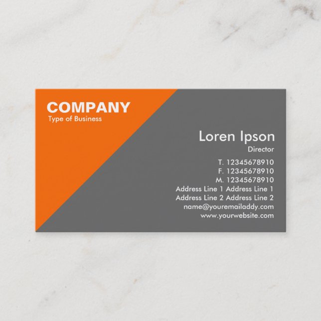 Orange Triangular Corner - Mid Grey (666666) Business Card (Front)