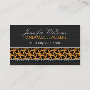 Orange Tribal Batik Carte de visite noir élégant