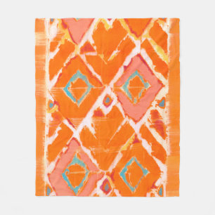 Orange Tribal II Fleece Blanket