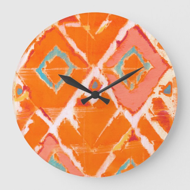 Orange Tribal II Large Clock (Front)