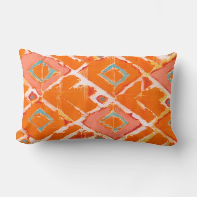 Orange Tribal II Lumbar Pillow (Front)