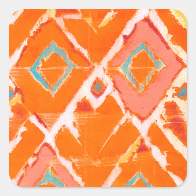 Orange Tribal II Square Sticker (Front)