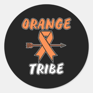 Orange Tribe Leukaemia Awareness Ribbon Support Gr Classic Round Sticker