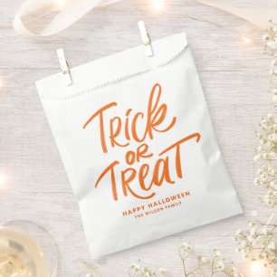 Orange Trick or Treat Lettering Halloween Party Favour Bag