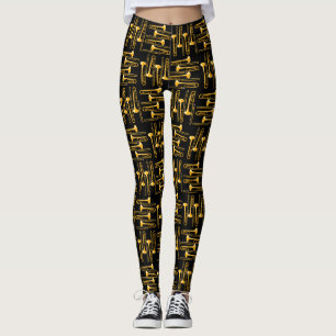 Orange Trombone Crosshatch Leggings noirs