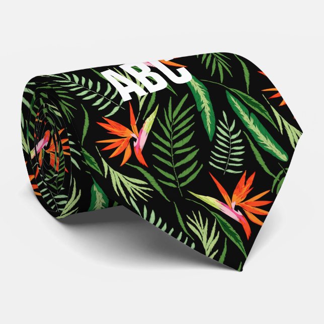 ORANGE TROPICAL BIRD OF PARADISE WITH FERNS TIE (Rolled)