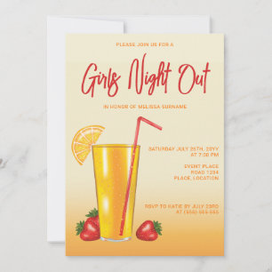 Orange Tropical Citrus Drink Girls Night Out Invitation