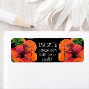 Orange tropical hibiscu watercolor flower art