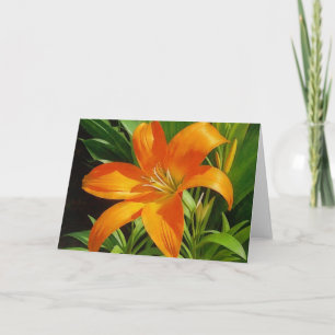 Orange Tropical Lily Flower Art Note Card