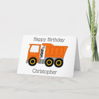 Orange Truck Personalised Birthday Card