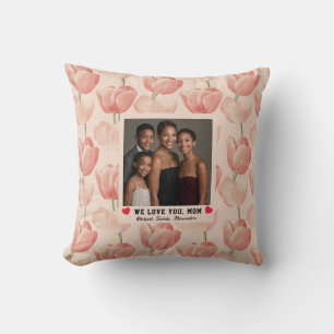 Orange Tulip Bouquet Mummy Son Garden Inspired Throw Pillow