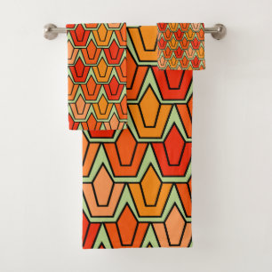 Orange Tulip Field Bath Towel Set