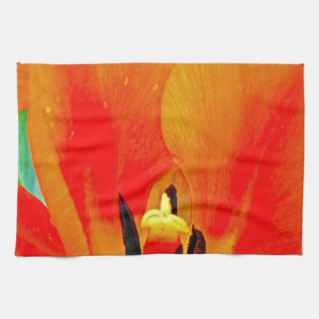 Orange Tulip Kitchen Towel (Horizontal)