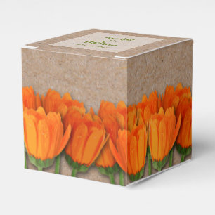 Orange Tulip on Kraft 2" Party Favour Boxes