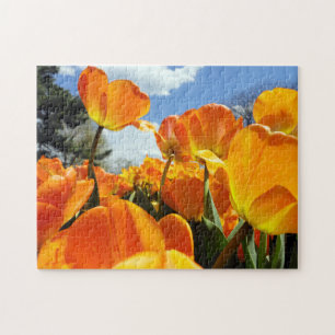 Orange Tulip Reaching for the Sky Jigsaw Puzzle