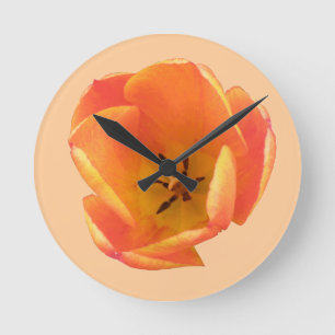 Orange Tulip Wall Clock