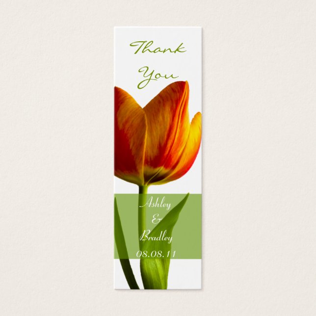 Orange Tulip Wedding Favour Tag (Front)
