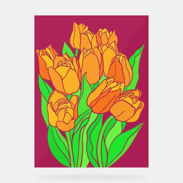 Orange tulips acrylic sign (Front)