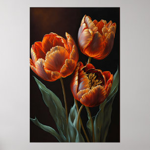 Orange Tulips Flower Art Imprimer Poster