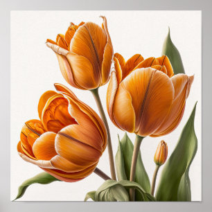 Orange Tulips Flower Art Imprimer Poster