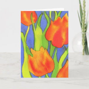 Orange Tulips Greetings Card