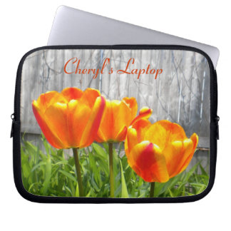 Orange Tulips Laptop Sleeve *personalize*