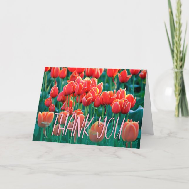 Orange Tulips Photo Thank You Card (Front)