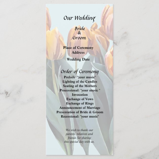 Orange Tulips Program (Front)