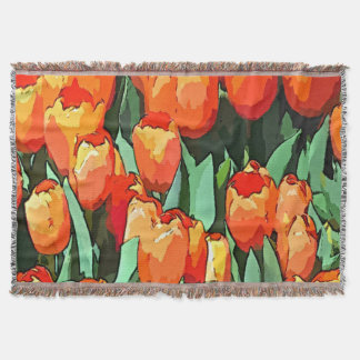 Orange Tulips Throw Blanket