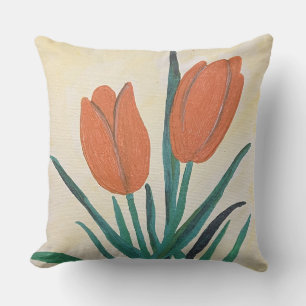 Orange Tulips  Throw Pillow