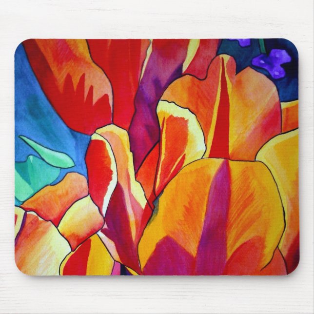 Orange Tulips watercolor art flower painting Mouse Pad (Front)