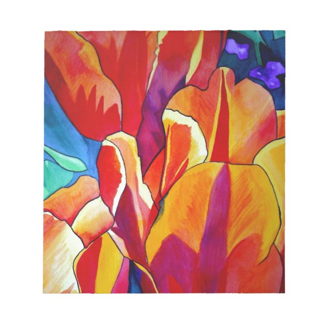 Orange Tulips watercolor art flower painting Notepad (Front)