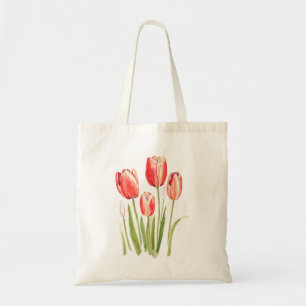 orange tulips watercolor tote bag