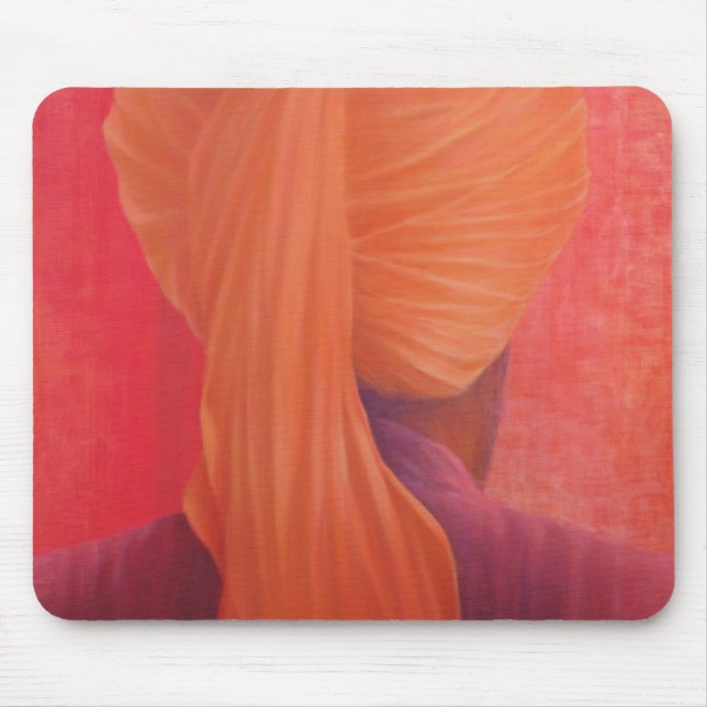 Orange Turban on Red Mouse Pad (Front)