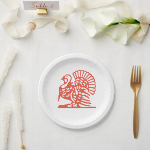 Orange Turkey Thanksgiving 4Kathy Paper Plate