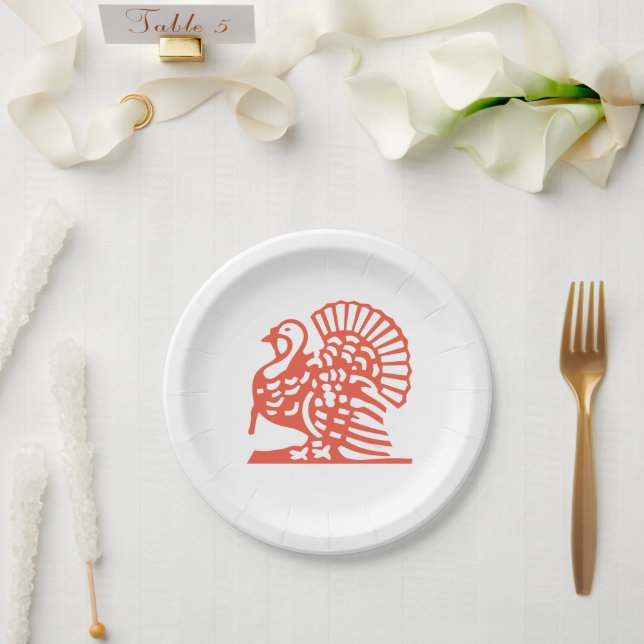Orange Turkey Thanksgiving 4Kathy Paper Plate (Wedding)