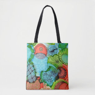 Orange/Turquoise Abstract Tote