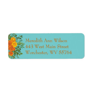 Orange & Turquoise Aqua Peony & Rose Floral Mariag