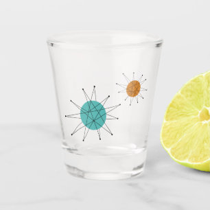 Orange Turquoise Franciscan Starburst Mid Century Shot Glass