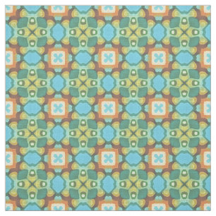 Orange Turquoise Teal Blue Green Orient Bali Art Fabric